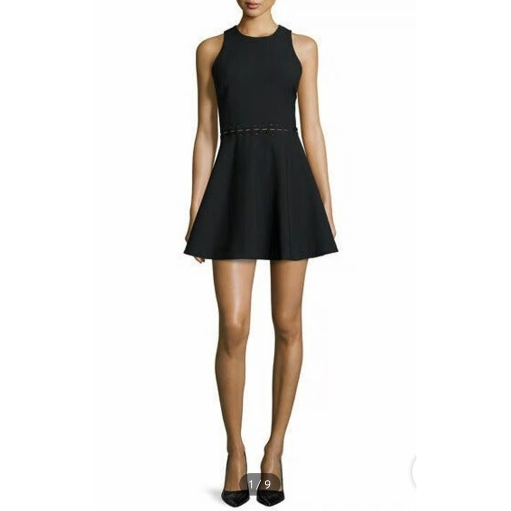 Elizabeth and James Black Lace Up Waist Fit & Flare Mini Dress Size 4 LBD
